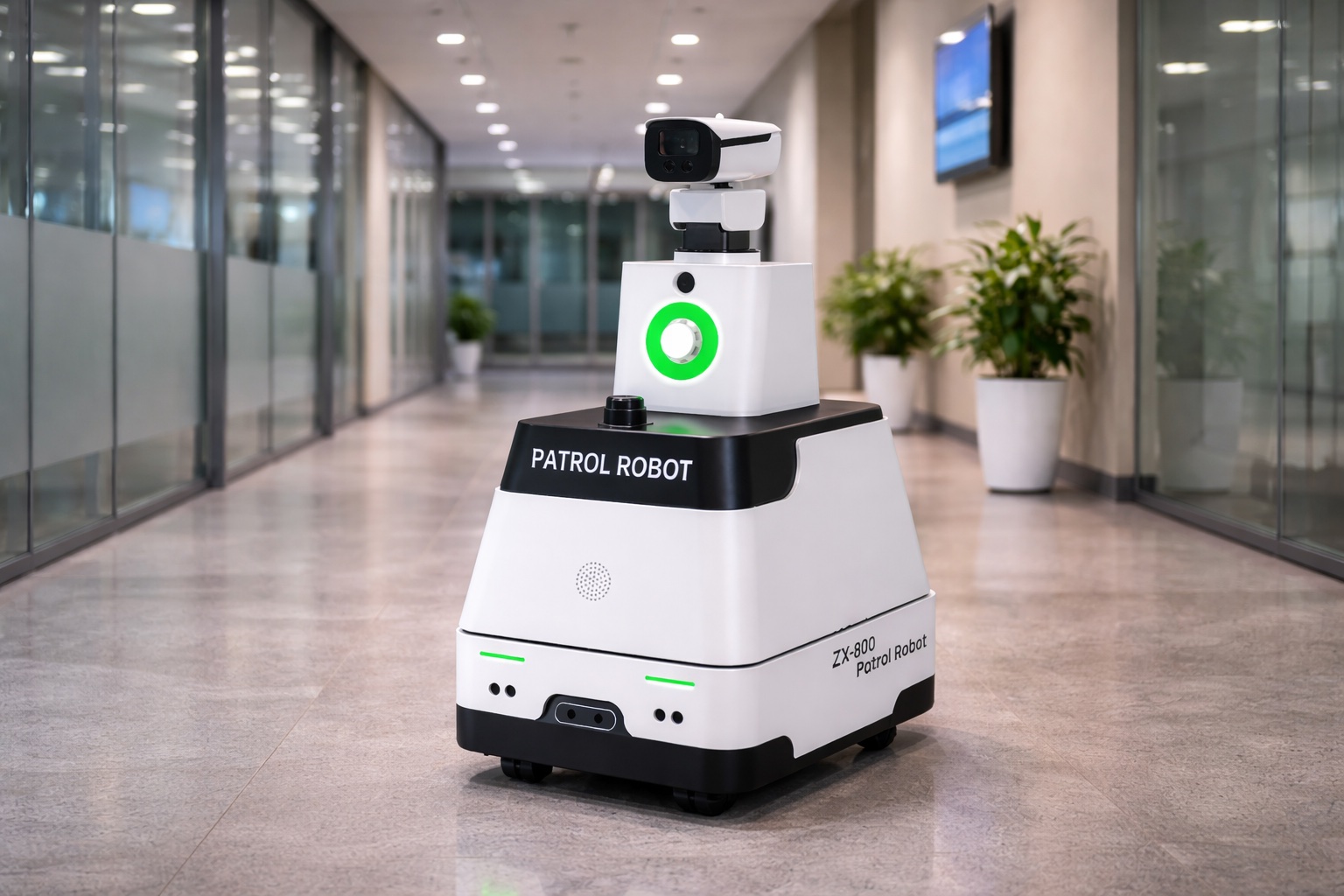 Multifunctional inspection robot in an indoor corridor